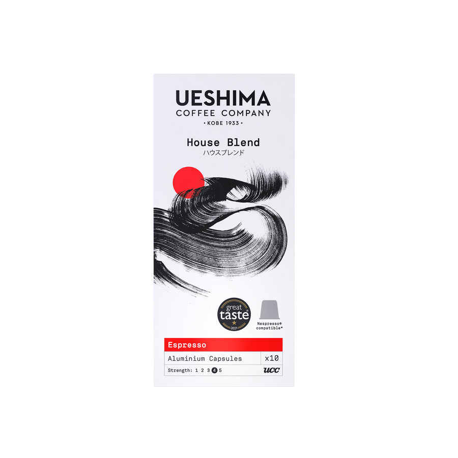 Ueshima House Blend Espresso Coffee capsules. Great Taste 2021.
